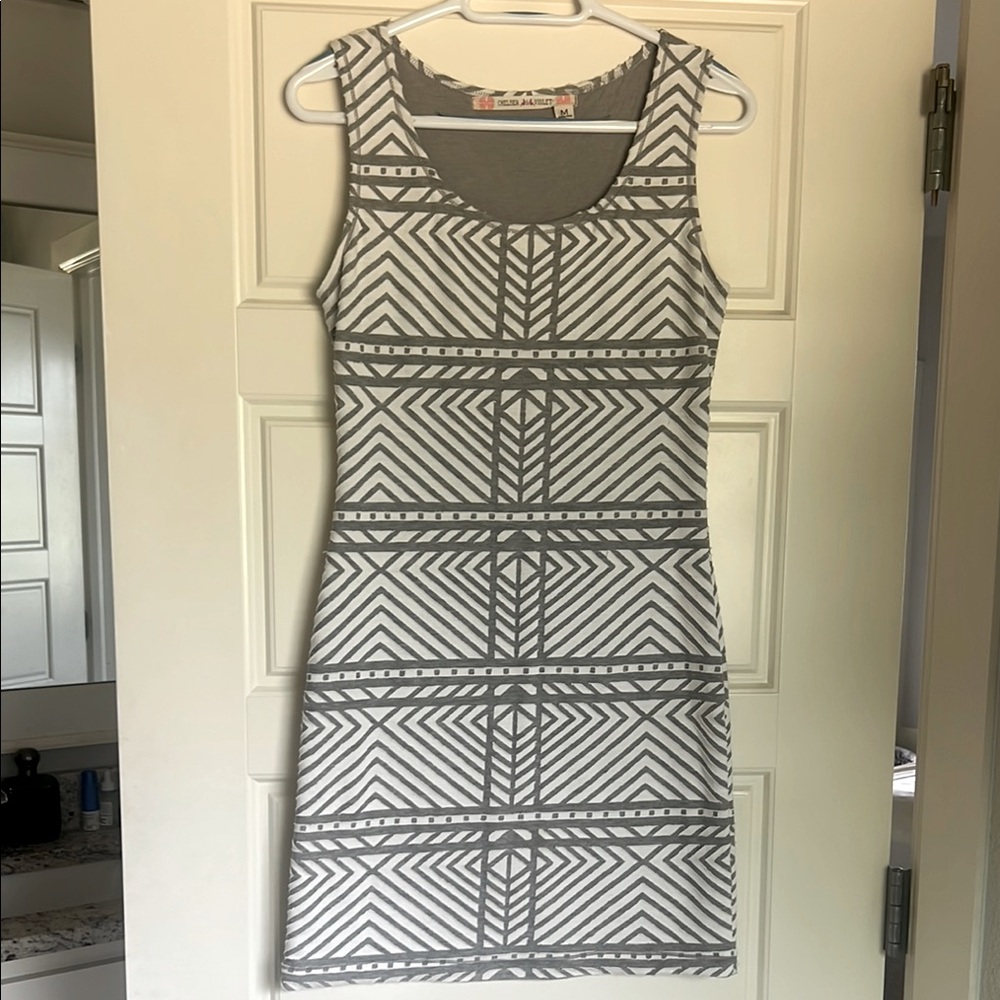 Gray Geometric Patterned Dress